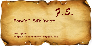 Fonó Sándor névjegykártya